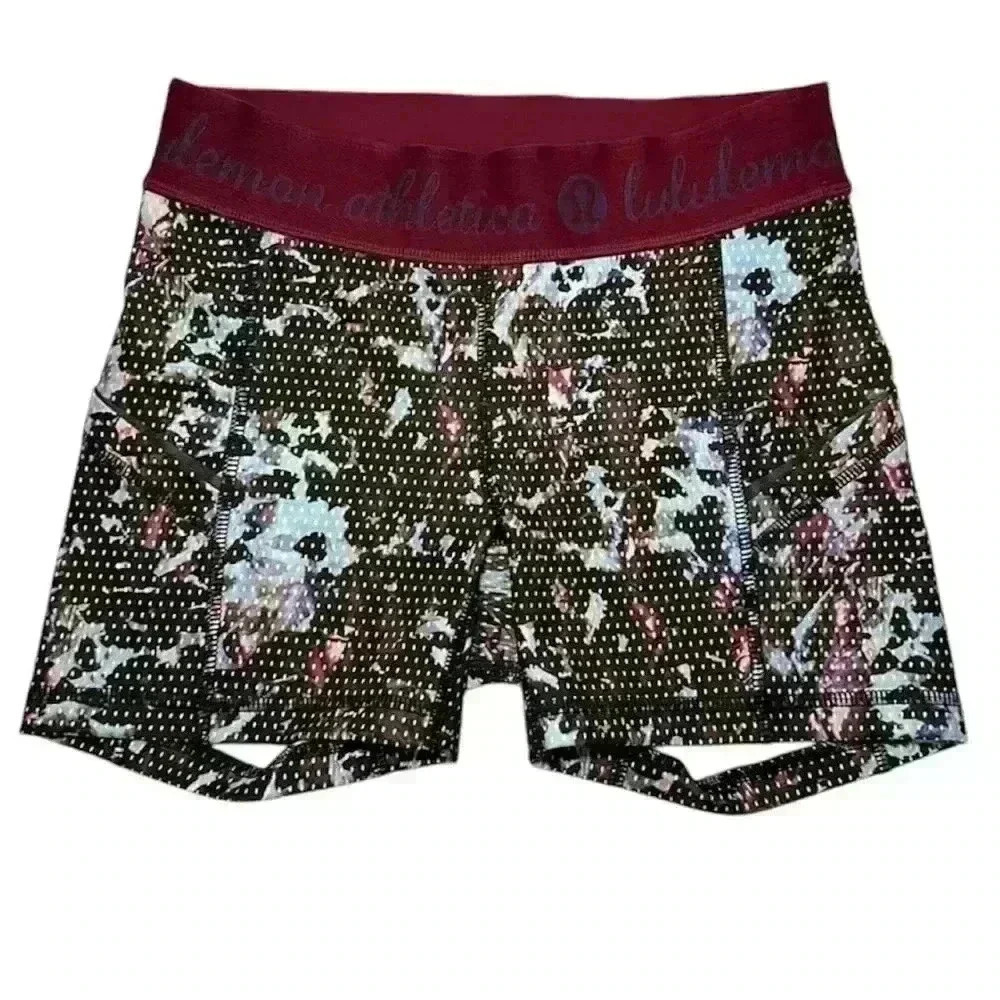 Lululemon What The Sport Short Floral Sport Tranquil Blue Purple Womens Size 4